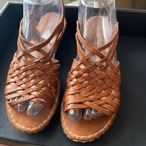 Flexation by Aerosoles Brown Woven Leather Sandals